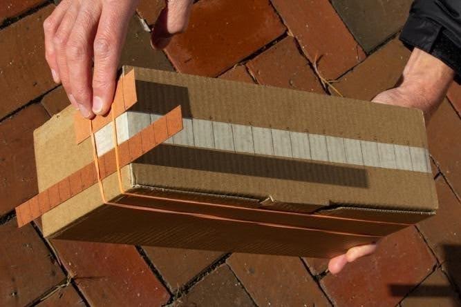 A homemade Sun Ruler, which uses light and shadow to measure.